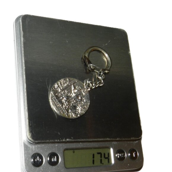 Mexico Sterling Silver San Cristobal Religious Medal Key Chain Protegenos - Picture 12 of 15